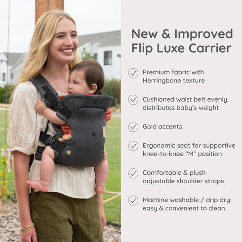 4-in-1 735 lbs, Infantino Flip Luxe Convertible Baby Carrier, Ergonomic Infant to Toddler Carrier, Updated Lumbar