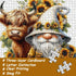 PICKFORU 1000 Highland Cow Gnome Puzzles for Adults Pieces, Nature Sunflower and Cow Puzzles, Animal Plant Floral