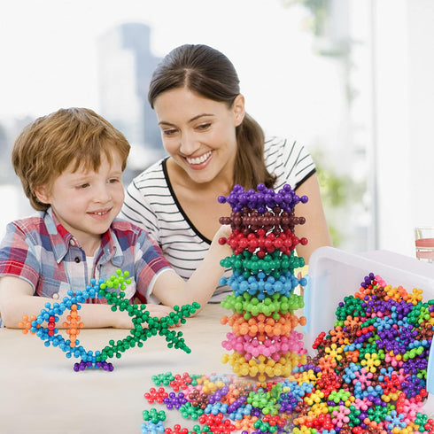 NEOACT 600 PCS Building Blocks Connect Toys, Interlocking Solid Plastic Educational Sets for Preschool Kids 3+