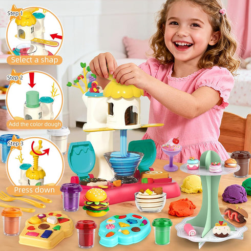 Kaelinda Sets 4-8, 3+, 3 4 5 6 7 Play Color Dough for Kids Ages Ice Cream Maker Playdough Kits for Kids Ages Play Food