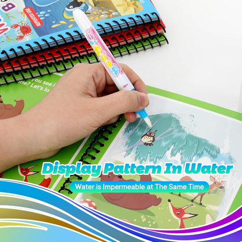 8 Pack Reusable Water Coloring Books for Toddlers, Mess-Free Paint with Water Books, Portable Educational Doodle Toy
