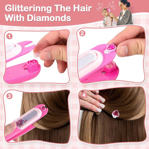 5-12 Yoloflix Hair Gem Stamper Kit,Bling Hair Jewels for Girls, Hair Styling Tool with Reusable Shining Diamonds
