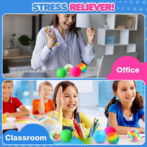 12 Pack 3-12 Stress Balls Fidget Sensory Toys: Squishy Stress Balls for Kids - Hand Therapy Sensory Ball