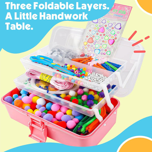 1400+ Set, 3 4-8, 8-12, SMILESSKIDDO Arts Craft Supplies for Kids - PCS Toddler DIY Craft Art Supply Portable Layered