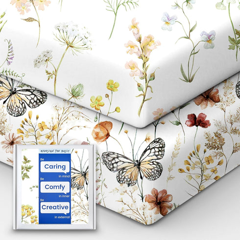 Crib Sheets for Boy Girl, Premium Soft Butterfly Crib Mattress Fitted Sheet,