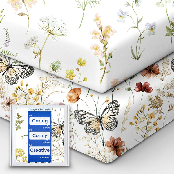 Crib Sheets for Boy Girl, Premium Soft Butterfly Crib Mattress Fitted Sheet,