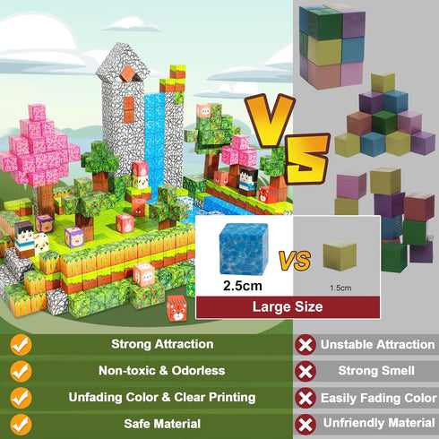 128Pcs 3+, Magnetic Blocks Magnetic Building Blocks, Kids Toys for Boys and Girls Age Educational Sensory Magnetic