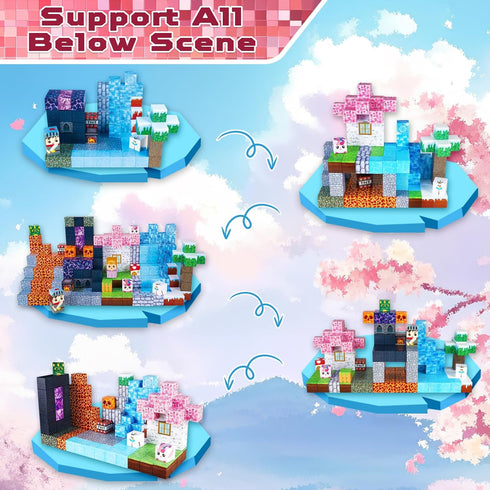 Blocks-150PCS 4-8 ToyUnited Magnetic Magnetic Building Blocks Magnet Cubes Stacking Dark Forest Glacier Castle, STEM