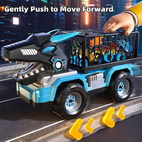 3-5 5-7, 5 3 4 5 6 7 Toddler Robot Dinosaur Truck Toys for Kids Boys Ages Black Carrier Dinosaur Truck with Pull Back
