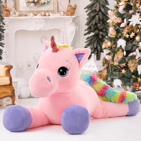 Tezituor 43in Giant Unicorn Plush Toys - Big Pink Unicorn Stuffed Animals, Great Gifts for Girls