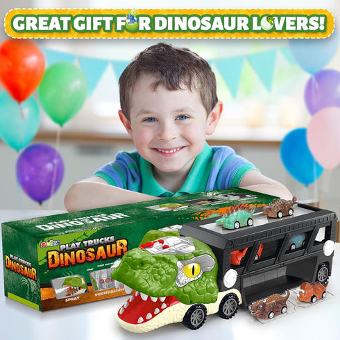 3-5, 5-7, 10 Set 3-4 3 4 5 6 Dinosaur Toys for Kids Dinosaur Transport Carrier Truck with Mini Car, Dinosaur T-Rex Cars