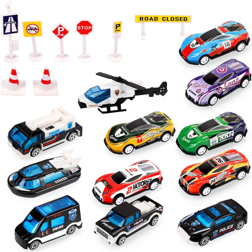 JODUDLR 3-4 Set 12 3-7 Toddler Toys for Year Old Boys,Large Transport Cars Carrier Truck Toys with Die cast Vehicles