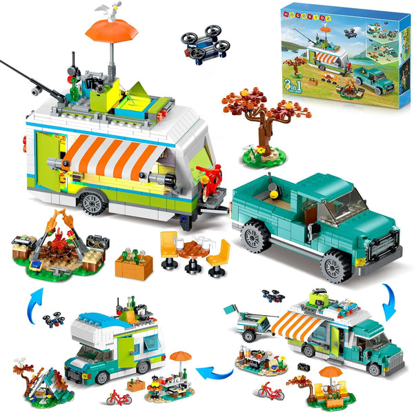 HOGOKIDS City Camper Van Building Set with LED Light - 3-IN-1 Holiday