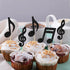 24Pcs Gyufise Music Notes Cupcake Toppers Black Glitter Musical Symbol Cupcake Picks for Rock Music Concert Theme Baby
