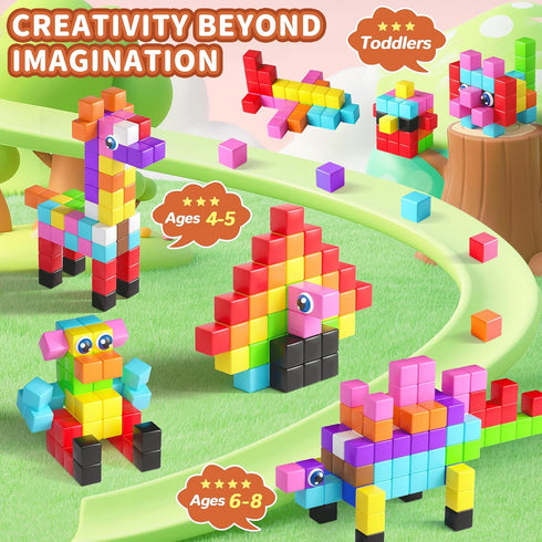 116PCS 3 4 5 6 7 8, Magnetic Blocks with Magnet Eyes Toy, Magnetic Building Blocks with Storage Bag for Kids Gifts
