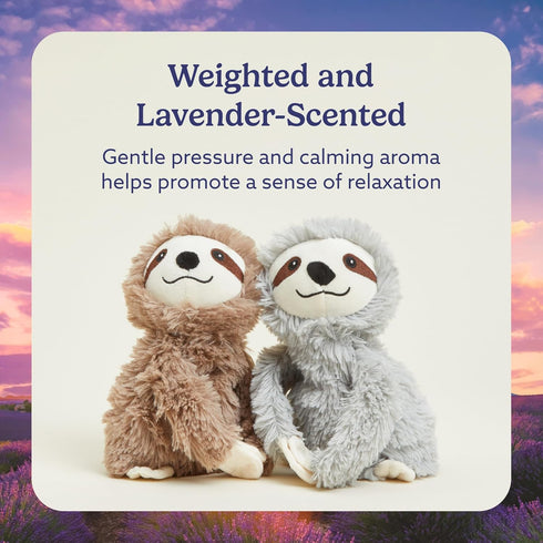 warmies Hugs Duo, Microwavable & Weighted Stuffed Animals, Sloth - Heated Stuffed Animal Plushie for Warmth & Comfort
