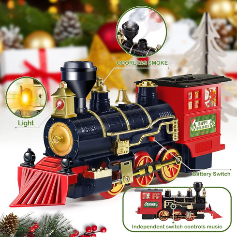 Set, Set 3 4 5 6 7 8+ Shemira Christmas Train Train Toys for Boys Girls,Toy Train with Light Smoke and Sound, Steam