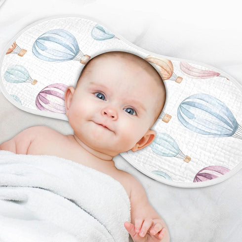 Set 1, Watercolor Hot Air Balloons Muslin Baby Burp Cloths of Super Soft & Absorbent Burping Rags, Cotton Burp Clothes