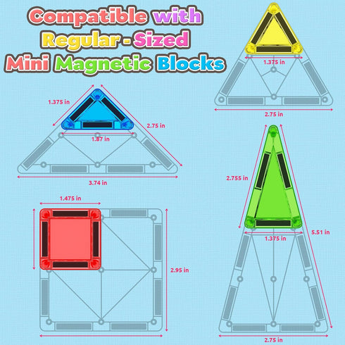 ORZbb Set, 3+ Magnetic Tiles Mini Travel Toddler Magnetic Blocks Building Kids Toys & Games, Montessori Preschool