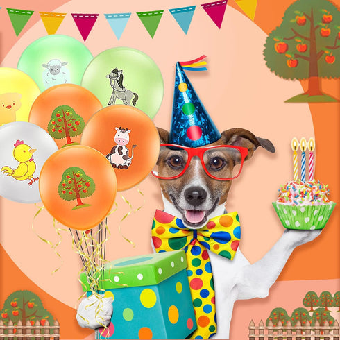 Gejoy 40 Pcs Farm Animal Balloons - 12 Inch Chicken, Cow, Pig, Sheep Latex Balloons for Kids Birthday Party Decorations