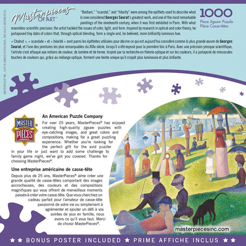 MasterPieces 1000 Piece Jigsaw Puzzle - A Sunday On La Grande Jatte for Adults, Family, or Youth - 19.25"x26.75"