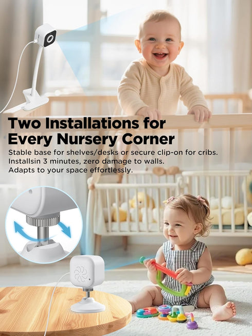 NUOTUN 2.8 1080P 2-Way Baby Monitor with Camera and Audio, Baby Monitor No Wifi with Clip for Crib & Stand, Portable HD