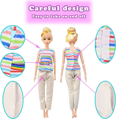 Doll Clothes for 11.5 Inch Girl Doll, 20 Pcs Casual Wear Clothes and Accessories with 10 Pairs Shoes