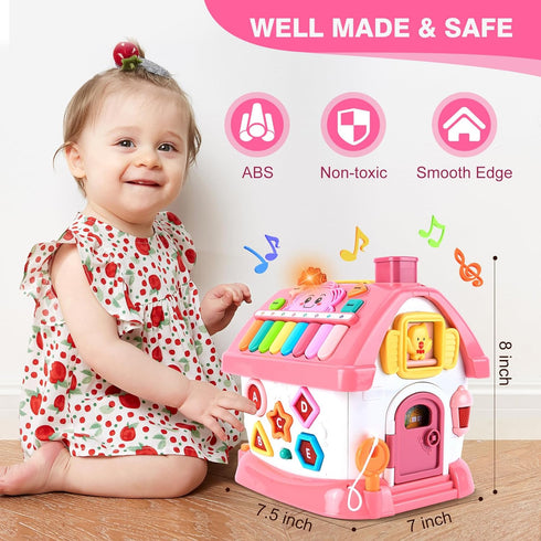 DELUTIQUE 1 1 8 1 6-12 18 Toddler Girl Toys for Year Old, Montessori Toys for Year Old Girl Birthday Gift, In Pink Baby