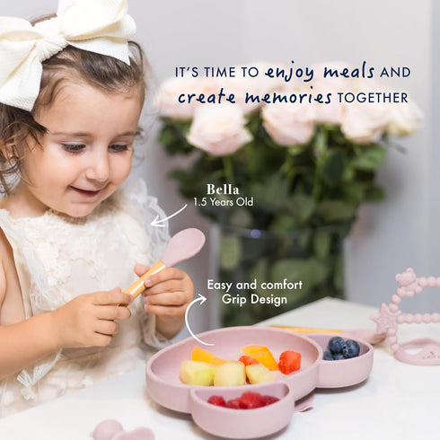 LE PETIT LEO Set Silicone Baby Feeding - Complete Baby Led Weaning Supplies with Non-Toxic Silicone Bibs, Suction