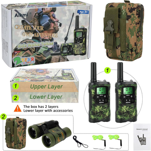 Walkie Talkies for Kids, 2 Way Radio, 22 Channel, 3 Miles Range, Outdoor Adventure Gifts for Ages 5+ (Green)