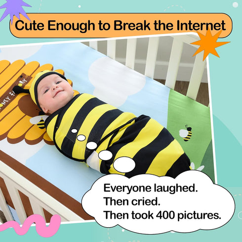 Set Cuddle Club Newborn Swaddle Gift Includes Swaddle Blanket, Hat & Crib Sheet in Fun Styles For Baby Boys & Girls