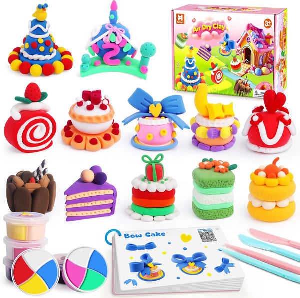 Helsort Air Dry Clay Kit, 12 Cake Modeling Clay for Kids, Molding Clay