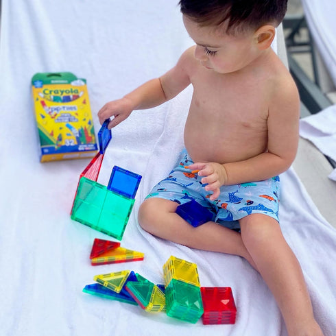 CreateOn Crayola Mini Magnetic PIP-Tiles, 42-Piece Building Set for Kids, STEM Travel Toys for Ages 3+