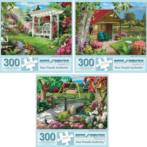 Bits and Pieces Value Set of Three 300 Piece Jigsaw Puzzles for