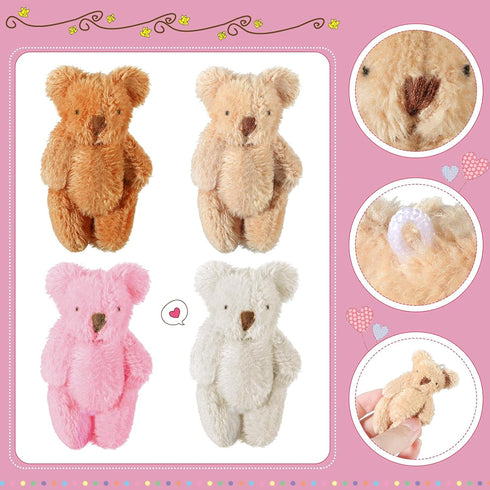 32 2.36 Inches 4 Skylety Pieces Mini Bear Plush Toy Tiny Bear Mini Joint Tiny Soft Doll Stuffed Animal Toys