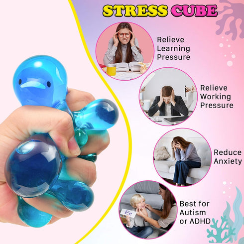 Squishy Stress Cube Fidget Toys Adults - Glow in The Dark Sensory Toys for Kids with Autism Stress Balls for Kids Teens