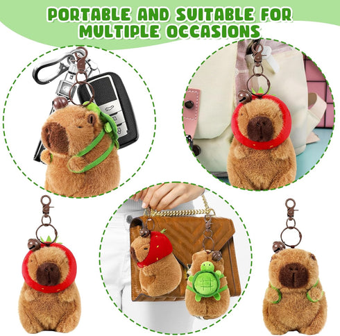 Ditucu 2 Pcs Capybara Plush Keychain Toys, Kawaii Stuffed Animals Dolls Pendant for Backpack Decoration Gift for Kids