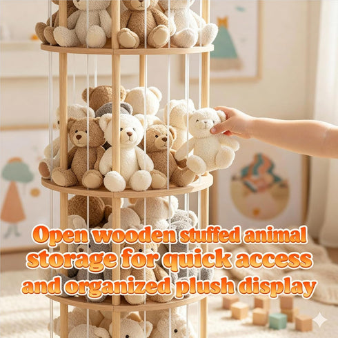 Organizer,54"Plush Stuffed Animal Zoo Storage Large Wooden Stuffed Animal Holder&Toy Storage for Kids Playroom