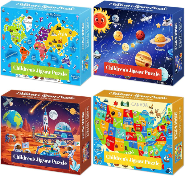 Kazmido 4 Packs 100 Piece Puzzles for Kids Ages 4-6 6-8 8-10, USA