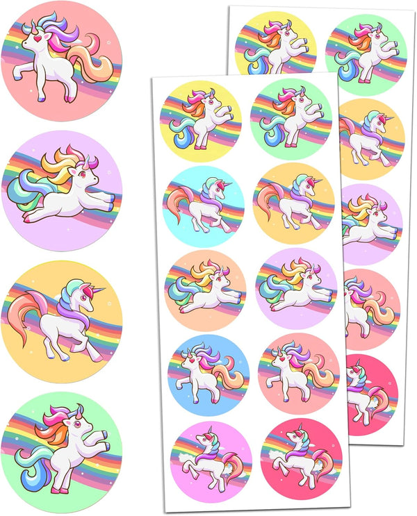 Unicorn Sticker Sheets for Kids - 20 Sheets, 200 Stickers, 1.5"