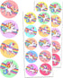 Unicorn Sticker Sheets for Kids - 20 Sheets, 200 Stickers, 1.5"