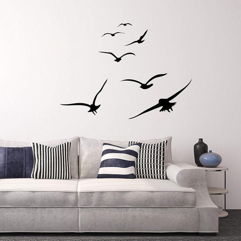 Flying Birds Wall Decals, Vinyl Stickers for Dorm, Nursery, Office, Kids Room, Modern Home Decor, Black
