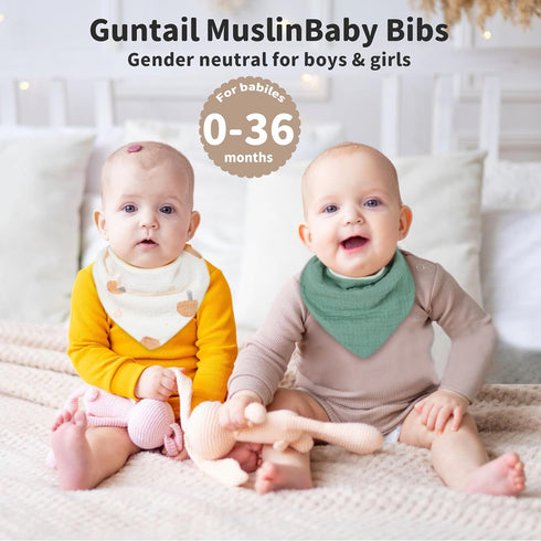 6-pack GUNTAIL Magnetic Bandana Drool Bibs - Magnetic Closure Baby Bibs - Safe, Easy, Chic Teething Bib