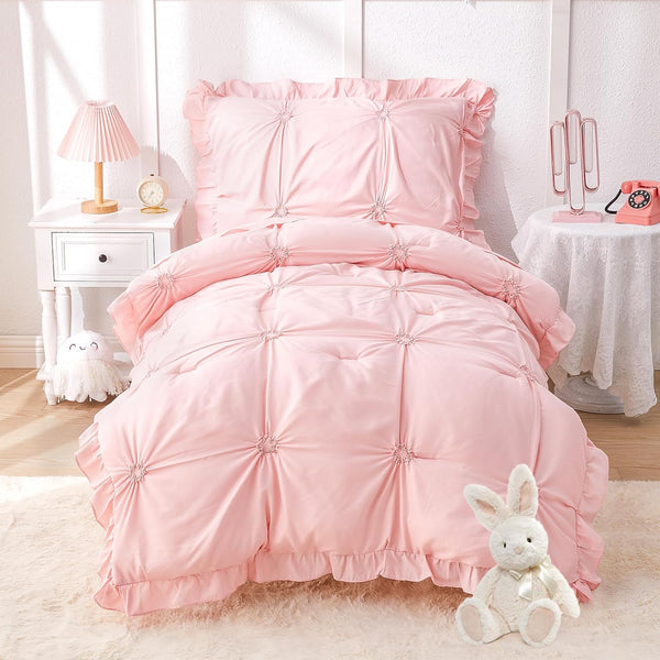 Wowelife Princess Toddler Bedding Set for Girls, Boho Toddler Bed Set, 4