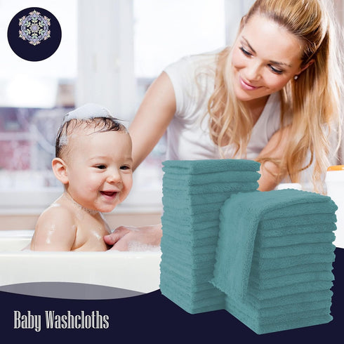 32 Pack 10x10 Inch Baby Washcloths - Luxury Coral Fleece - Absorbent and Soft Wash Clothes for Newborns, Infants