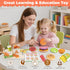 Set 3 4 5 Montessori Toys Pretend Play Food for Year Old, Wooden Fast Food Play Kitchen with Hamburger, Fries, Egg