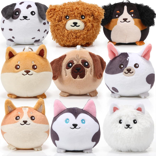 9 Pcs Mini Stuffed Keychains, 3.15 Inch Small Plush Bulk Ornaments for Kids Birthday Party Favors