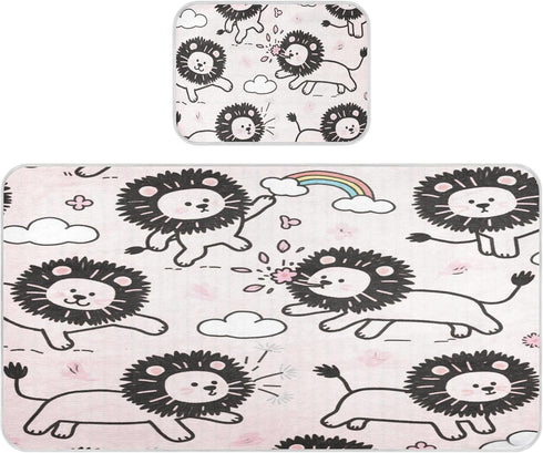 miaozhen Waterproof Cooling Baby Mattress 28 x 52 Inches Washable Peach Cartoon Lion