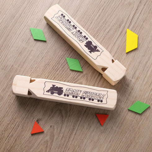 LovesTown 2PCS Kids Wooden Train Whistles - 4-Tone 7.3" Toy Whistles for Birthday Party Favors
