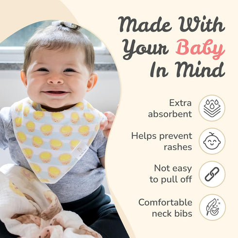 The Wee Bean Organic Cotton Bandana Bibs Set of 2, Baby Drool Bibs for Boys and Girls, Unisex Teething